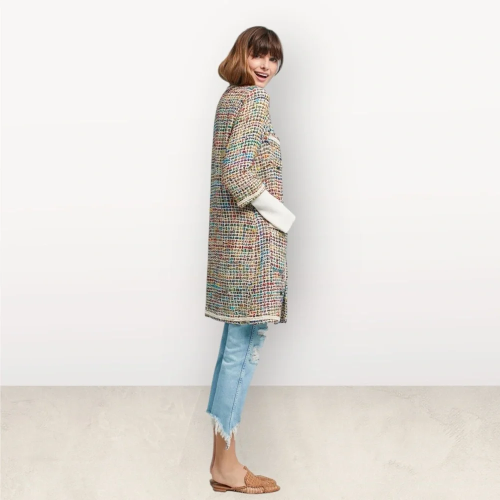 Anthropologie ett:twa Berwyn Tweed Jacket Multicolor Textured Coat - Picture 7 of 8